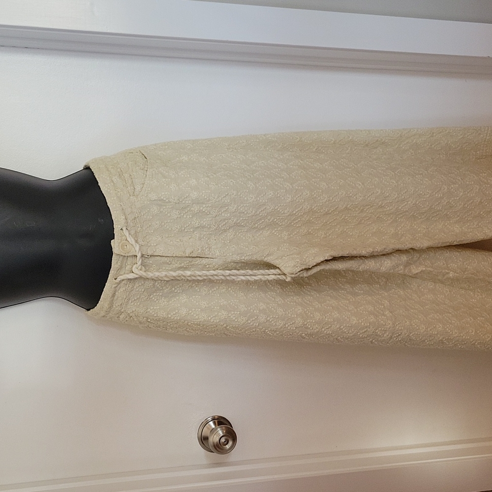 Sundance Cream Wide Leg Textured Pants